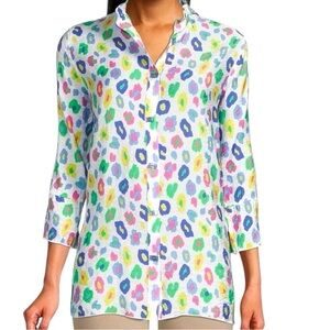 Multiples Size M Multi-color Animal Print 3/4 Sleeve Button Down Tunic